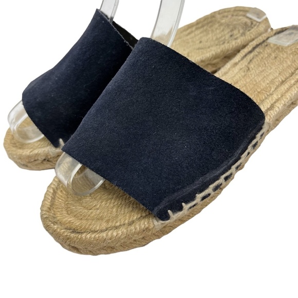 J CREW Genuine Leather Blue Suede Slides Espadrilles Flats Sandals Shoes sz 5 - Picture 9 of 16
